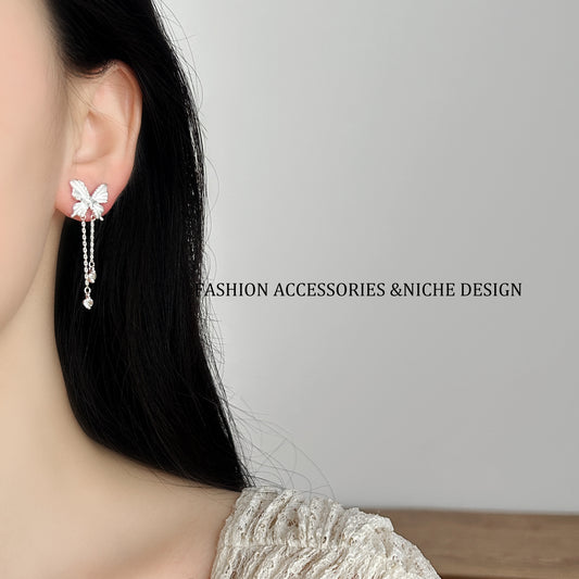 Women's Sweet Bow Long Tassel High-grade Niche Necklaces