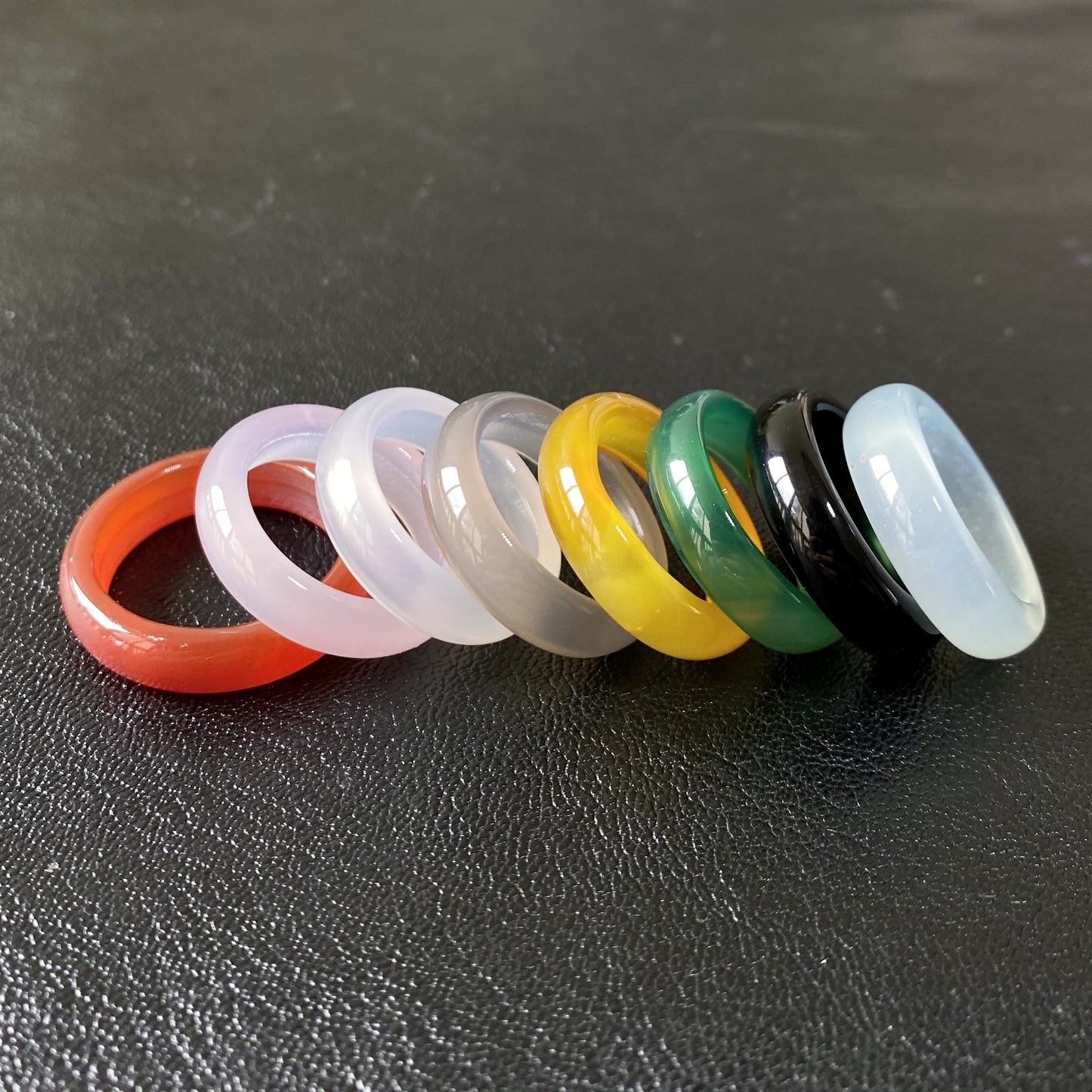 Natural Agate Shank Flexible Jade Chalcedony Couple Live Ring