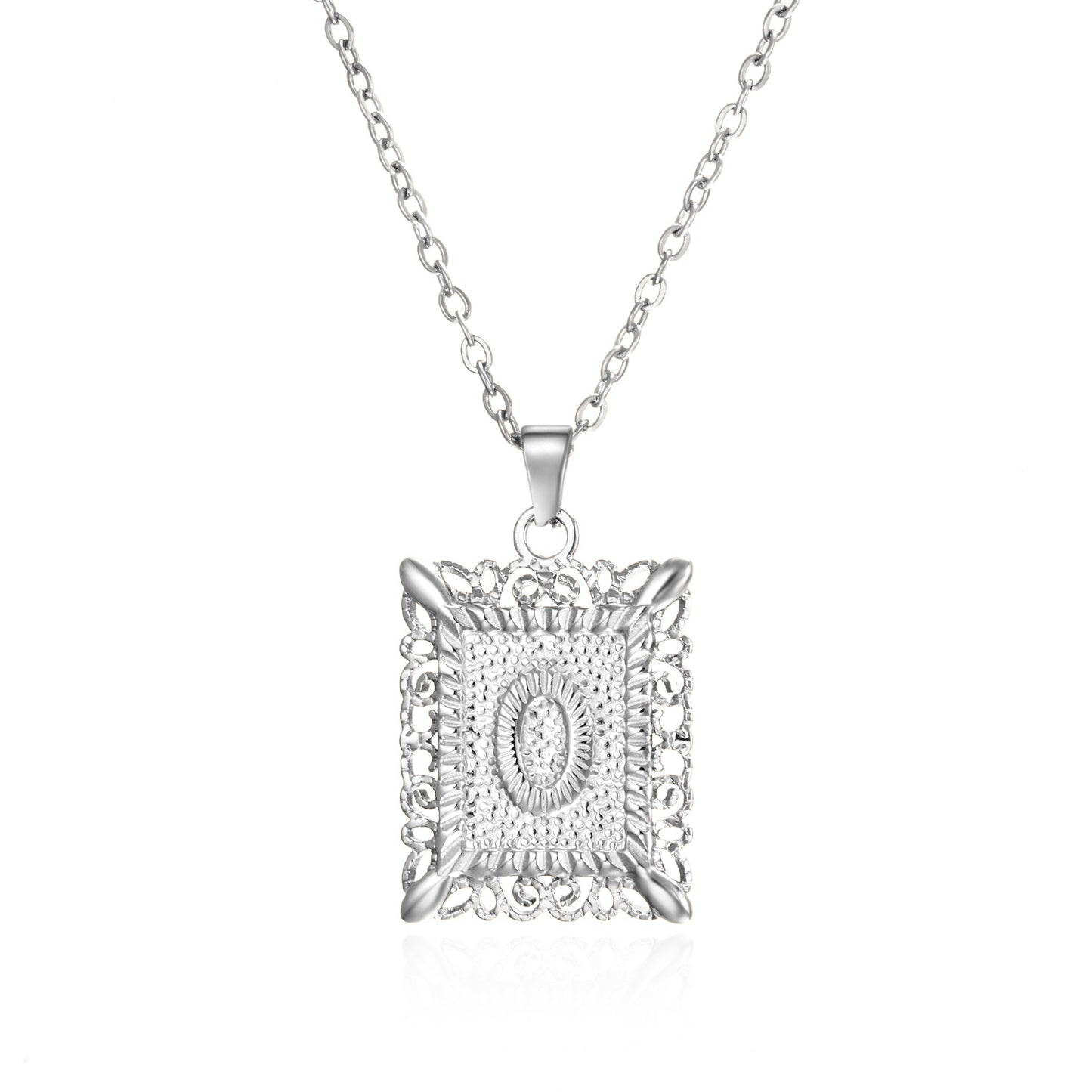 Stainless Steel Letter Hollow Square Titanium Necklaces