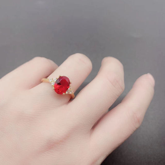 Women's Gold-plated Egg-shaped Zircon Retro Personality Stylish Rings