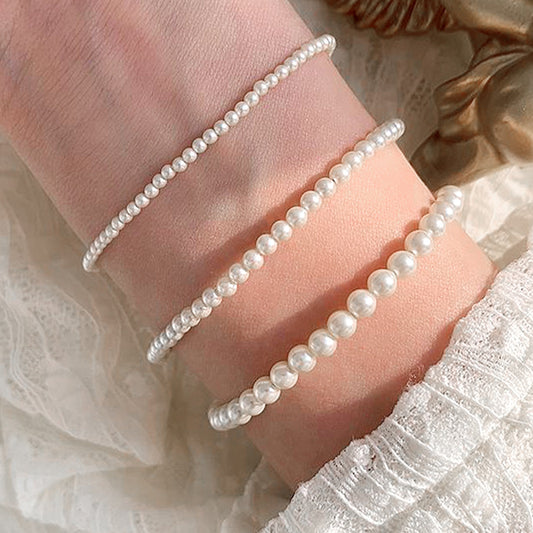Simple Pearl Stretch Entry Lux Fashion Everyday Bracelets