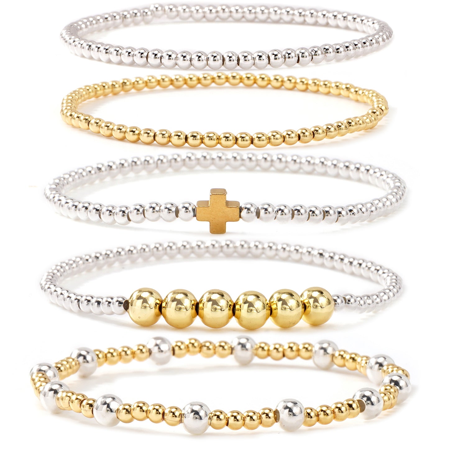 Contrast Color Beaded Size Round Beads Interval Design Twin Daily Bracelet