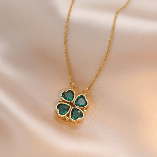 Female With Hearts Emerald Clover One Style For Necklaces