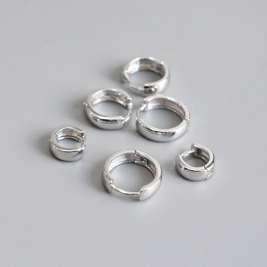 Women's & Men's Sier Sterling Circle Ear Clip Trendy Earrings