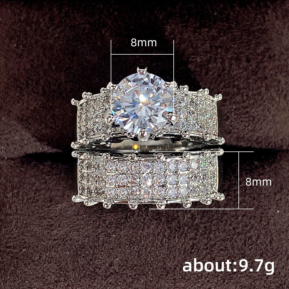 Women's Shining Double Layer High-grade Zircon White Gold Plated Luxury Wedding Ring