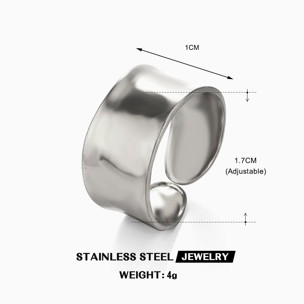 Women's Stainless Steel Simple Temperamental Wide Face Rings