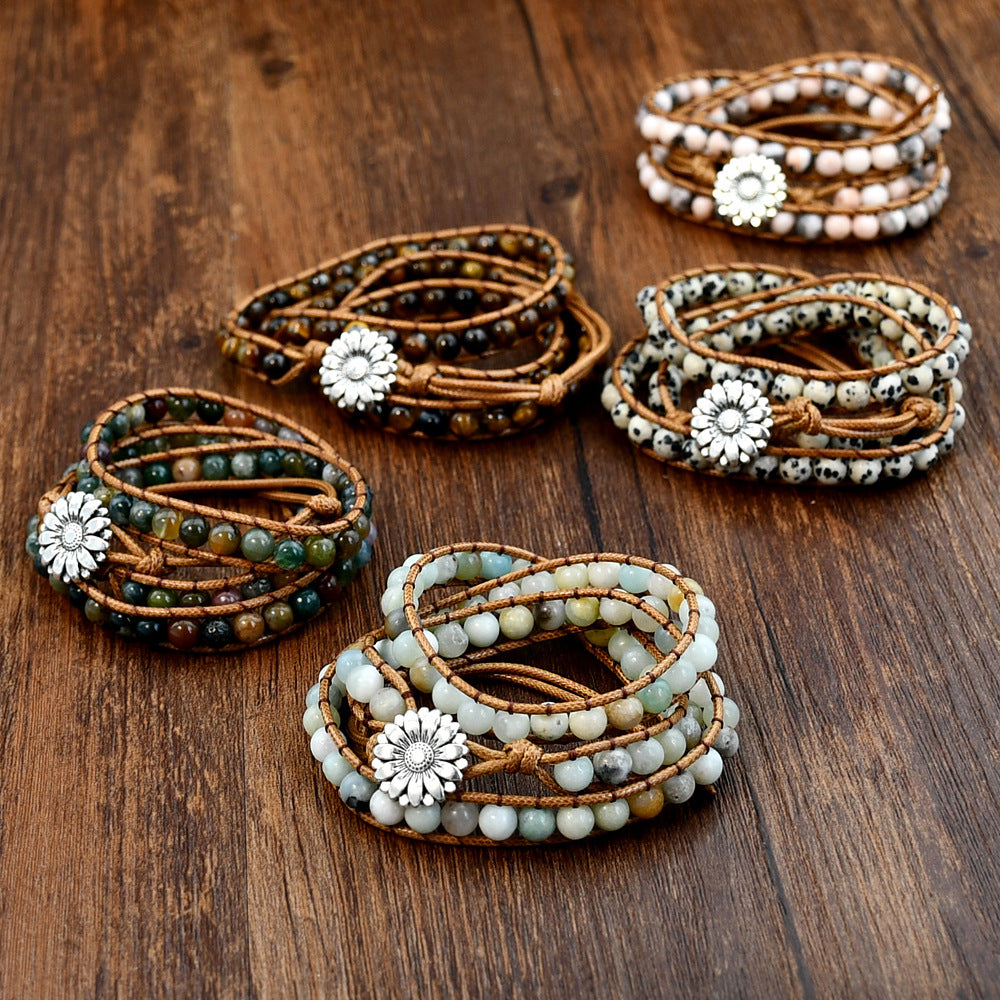 Women's Stone Hand Weaving Bohemian Style Winding Bracelets