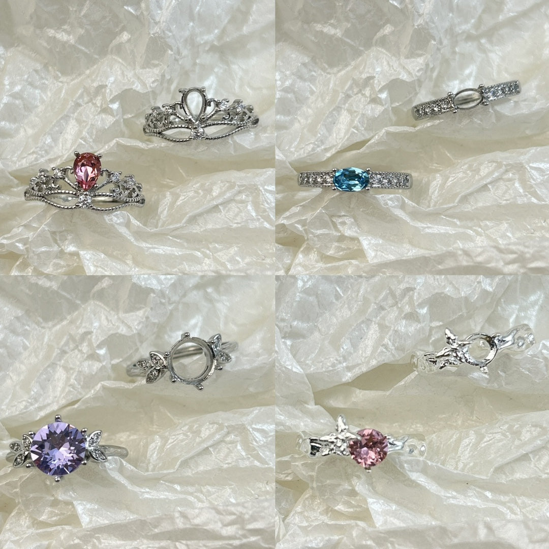 Setting Big Diamond Round Drip Love Open Mouth Inlaid Ring