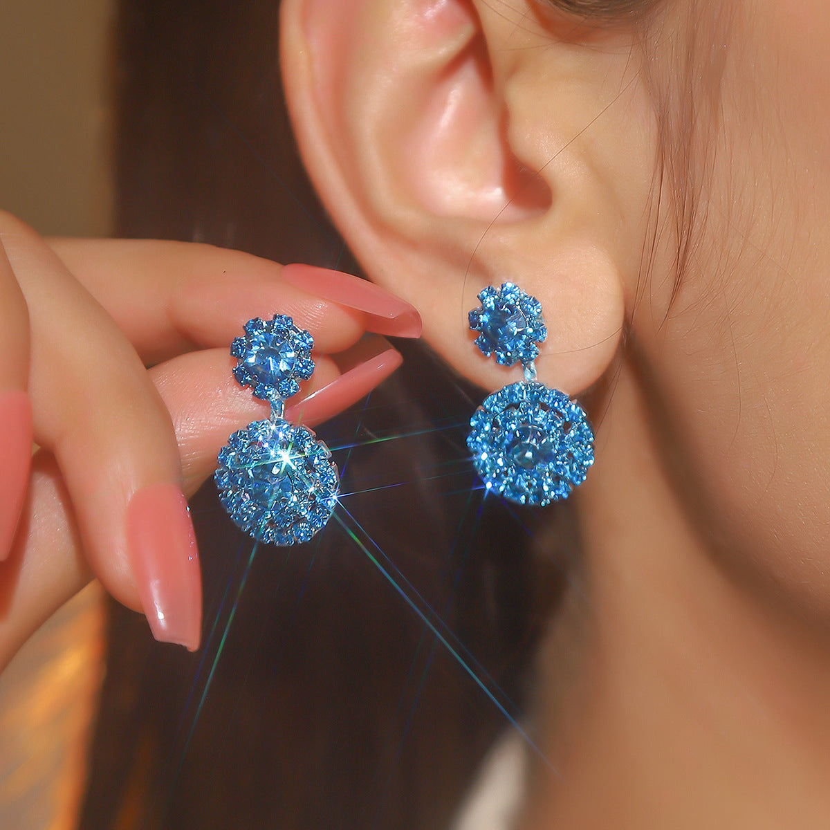 Rhinestone Snowflake Affordable Luxury Style Fashion Earrings