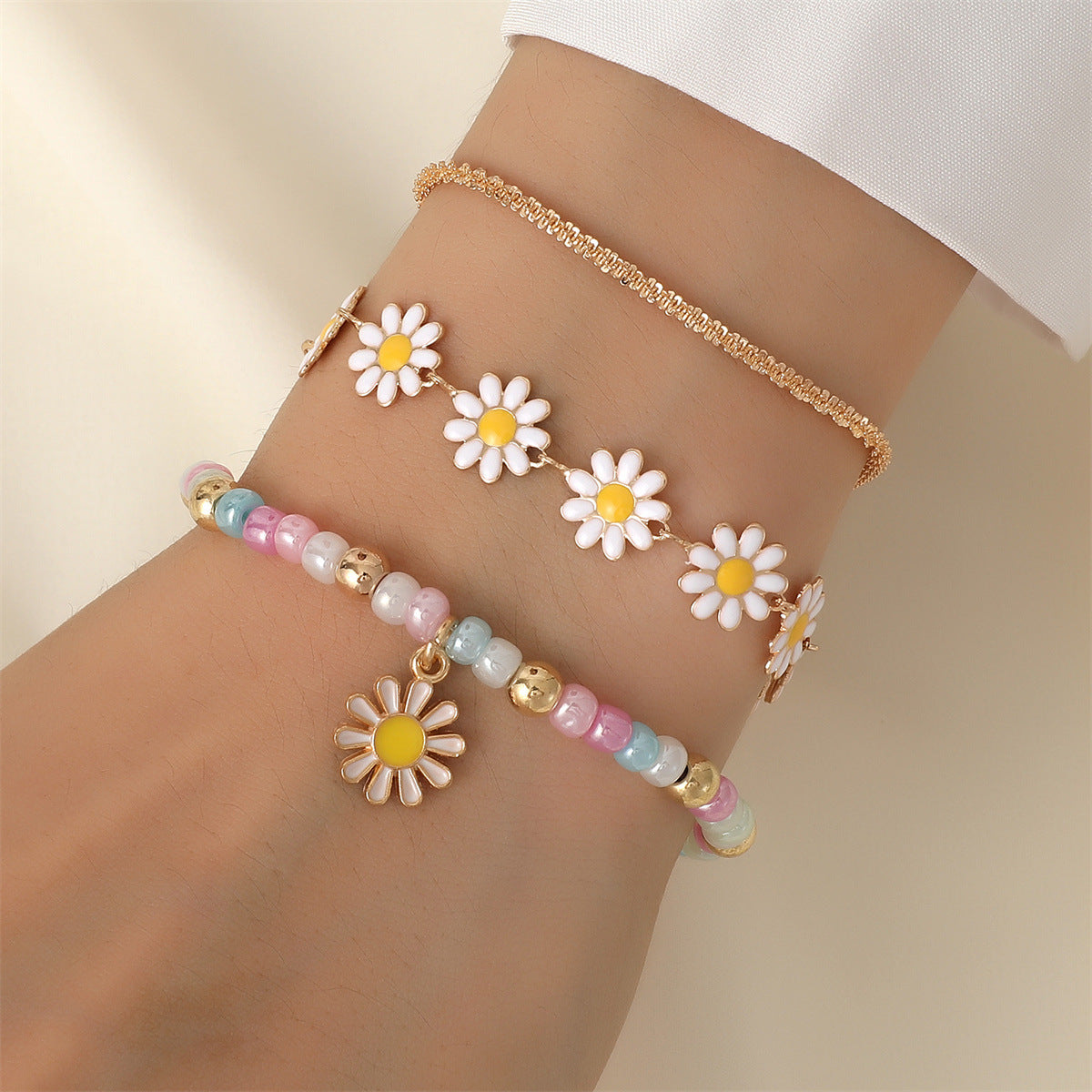 Sunflower Flower Twin Female Flash Caterpillar Bracelets