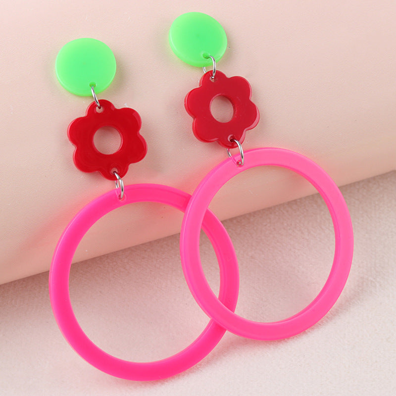 Women's Simple Geometric Round Acrylic Contrast Color Exaggerated Earrings