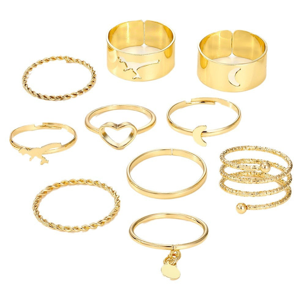 Personality Simple Twin Style Golden Spring Rings