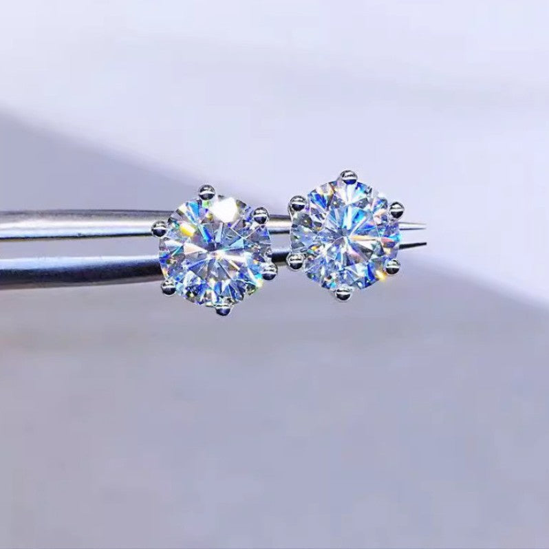 Style Sier Round Hard Support Zircon Earrings