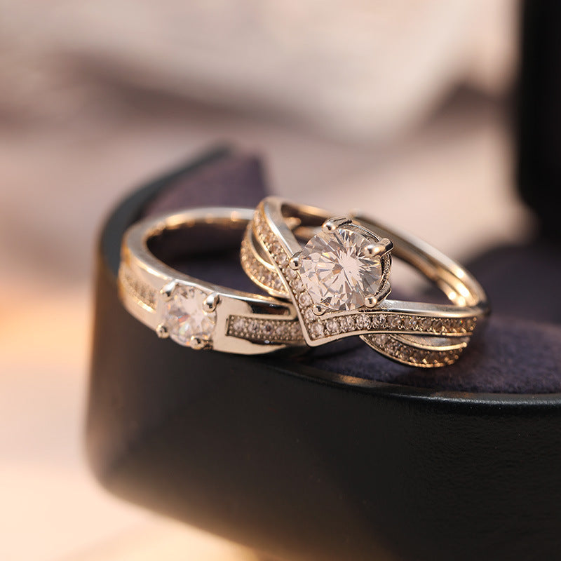 Karat Diamond Wedding Couple Ceremony Props Adjustable Rings