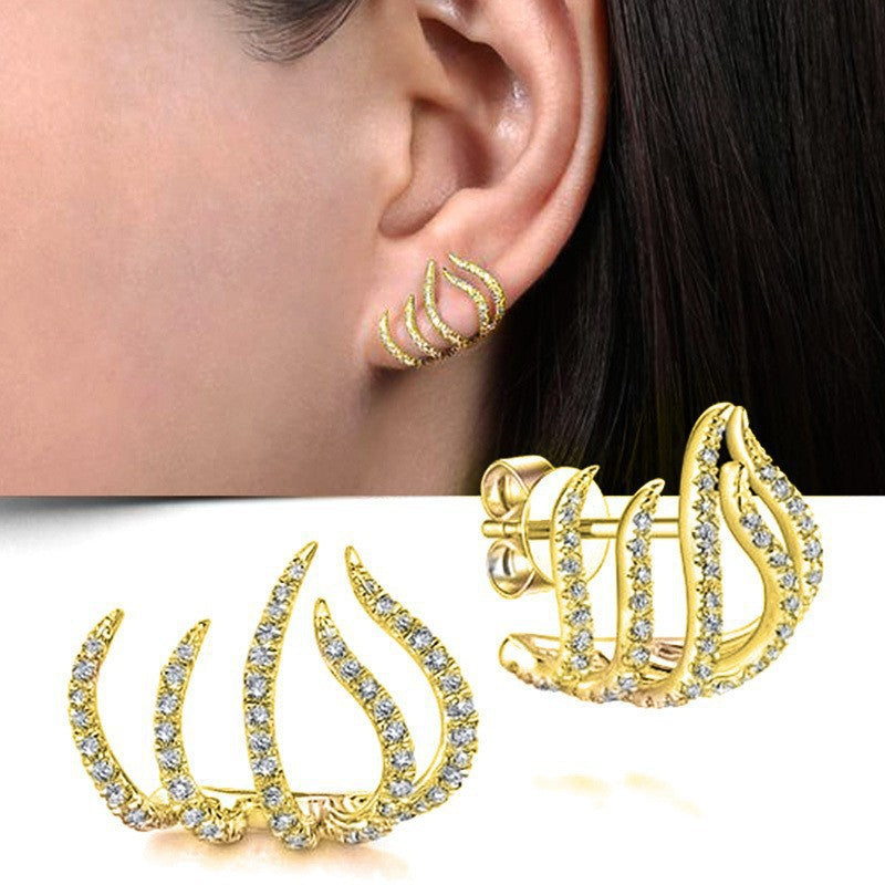 Glamorous Pretty Metallic Popular Exaggerated Shaped Stud Earrings