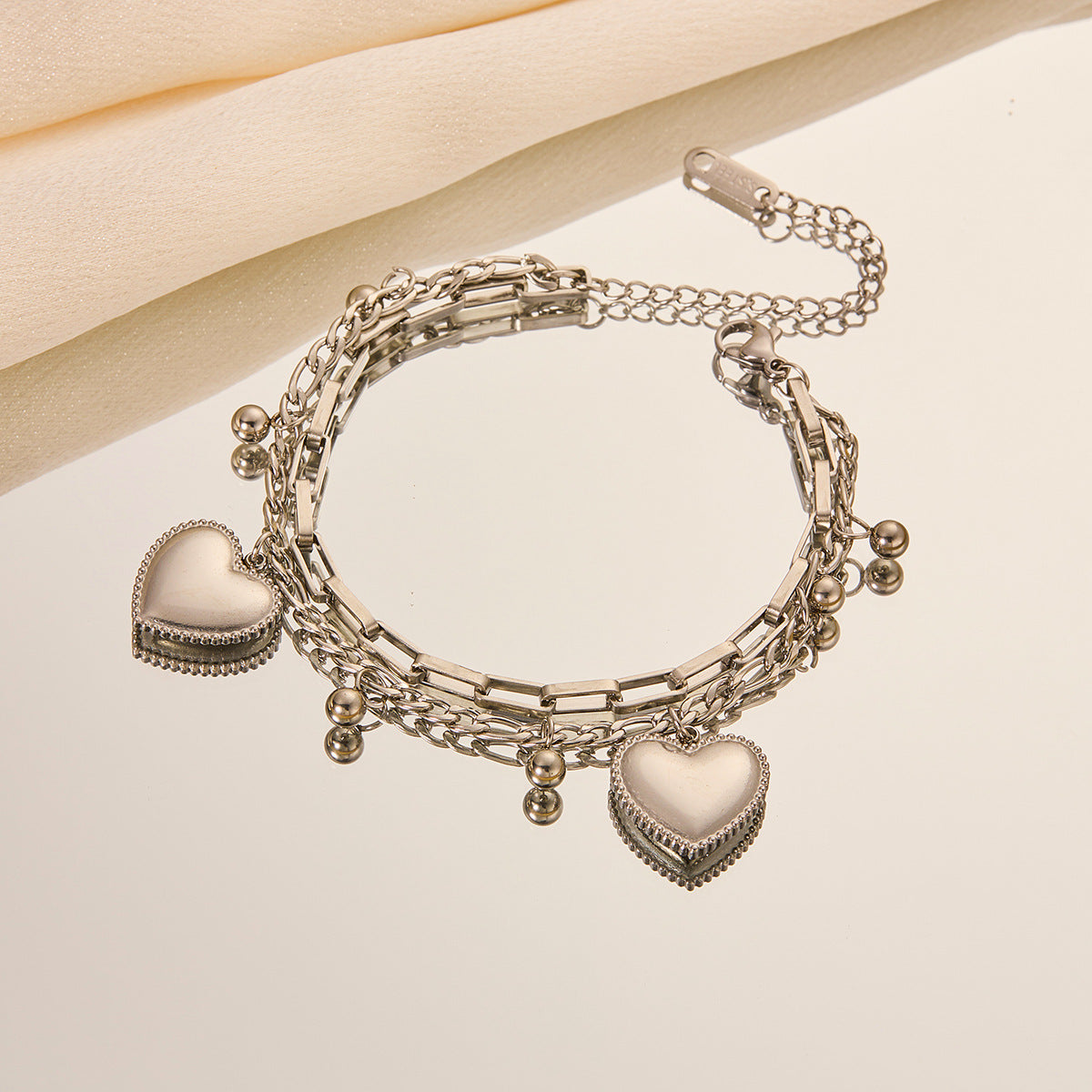 Women's White Titanium Steel Summer Heart Temperamental Bracelets