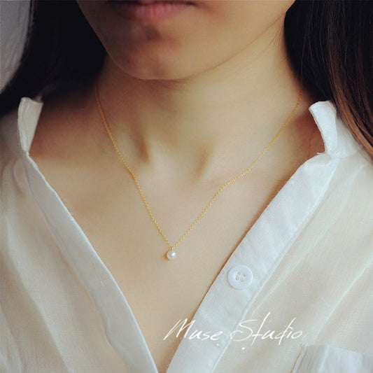 Small Pearl Sier Plated Shell Pearls Necklaces