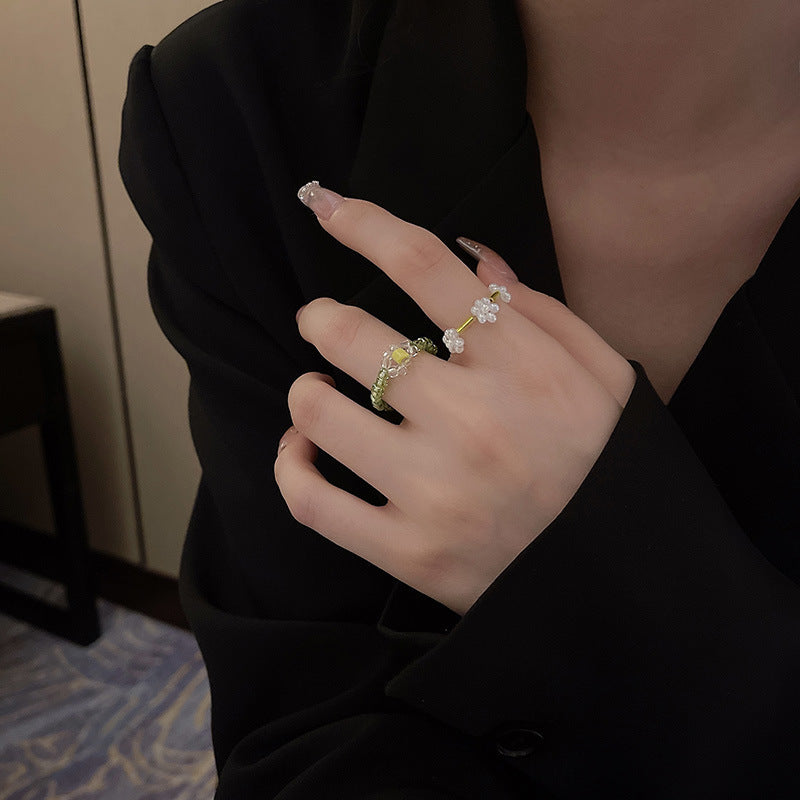Open Adjustable Pearl Simple Cold Niche Ring