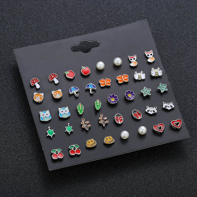 Wild Animal Fruit Combination Suit Female Earrings