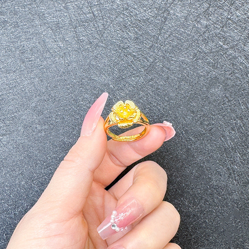 Color Fading Imitation Flower Exaggerated Wedding Bride Fake Rings