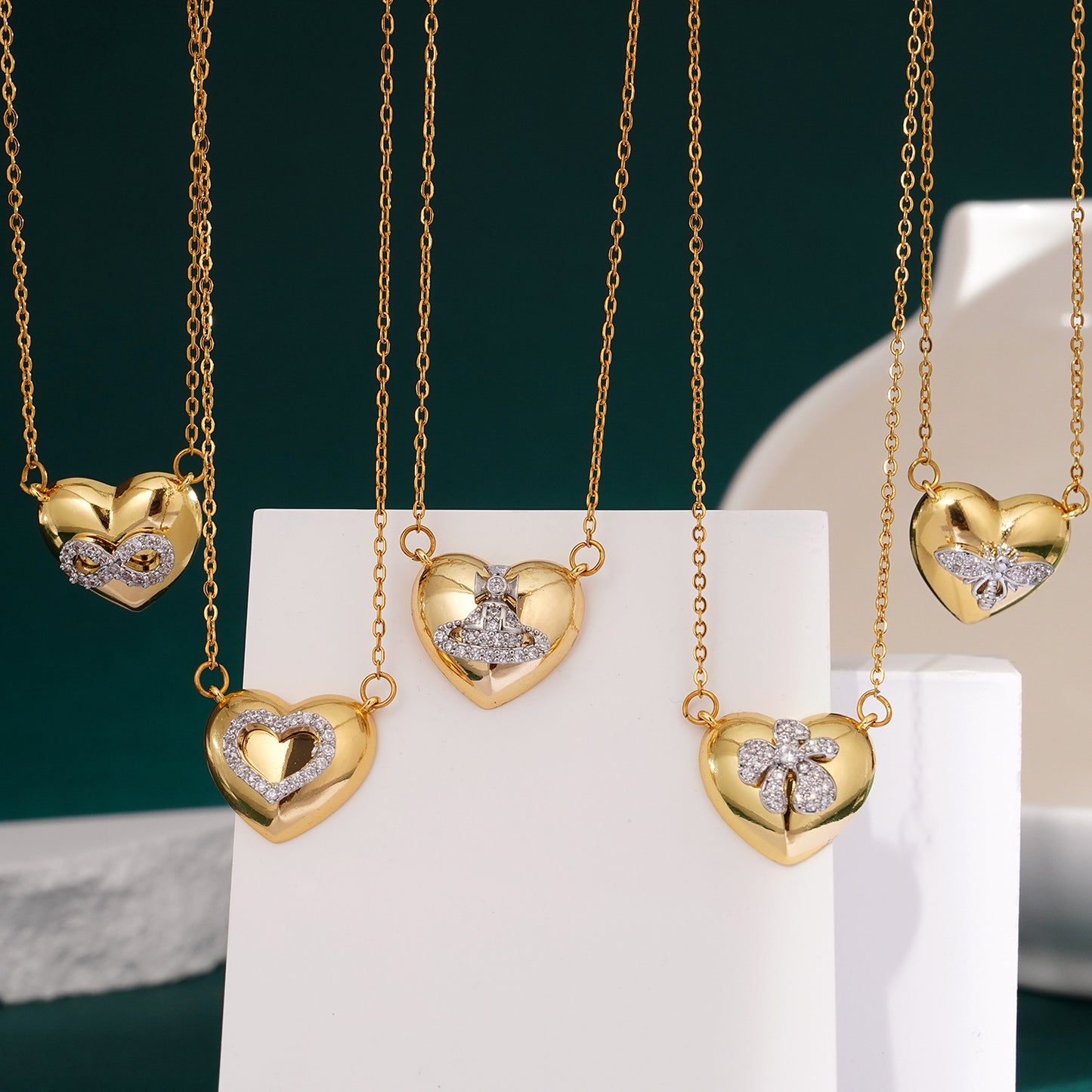 Women's Heart Butterfly Saturn Inlaid Zircon Versatile Personality Necklaces