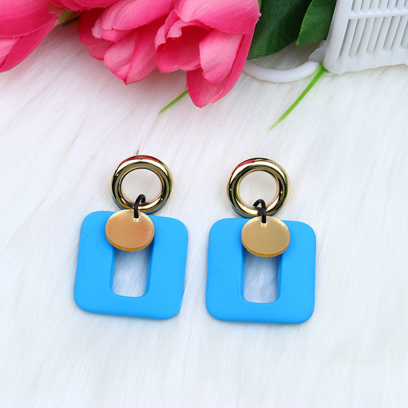 Women's Simple Fashion Personality Mature Square Hollow Earrings