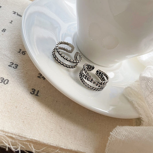 Women's Lan Vintage Open Chain Marcasite Rings