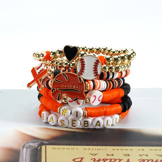 Game Day Polymer Clay Multilayer Fashion Twin Bracelets