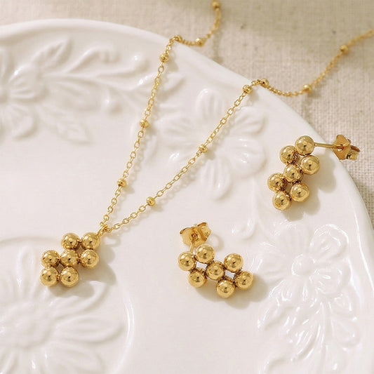 Niche Geometric Steel Ball Stitching Ear Design Fashion Simple Jewelry Set
