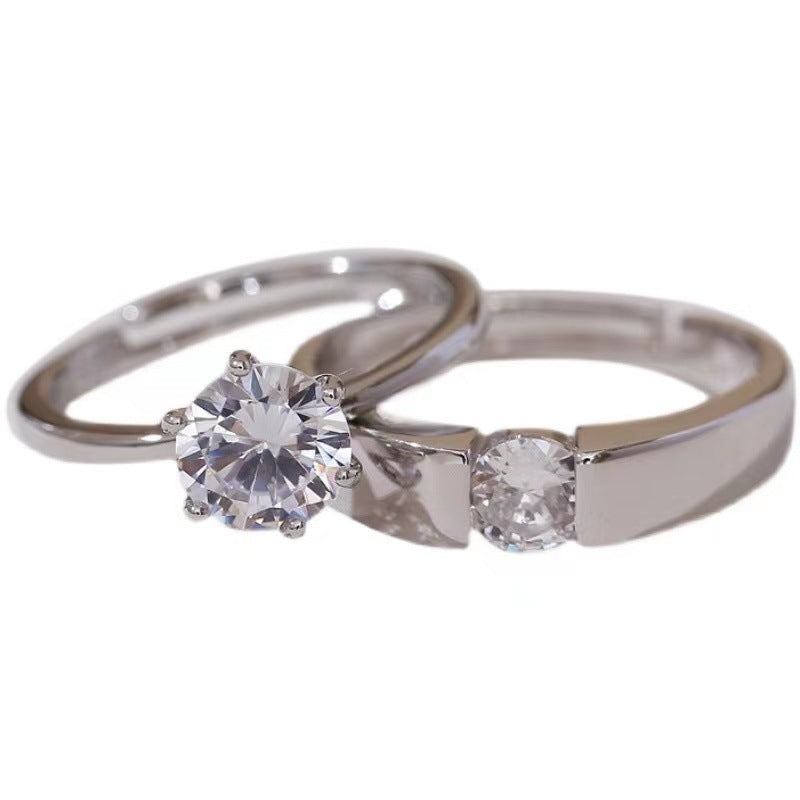 Women's & Men's Sier Ornament Korean Style Simple Couple Rings