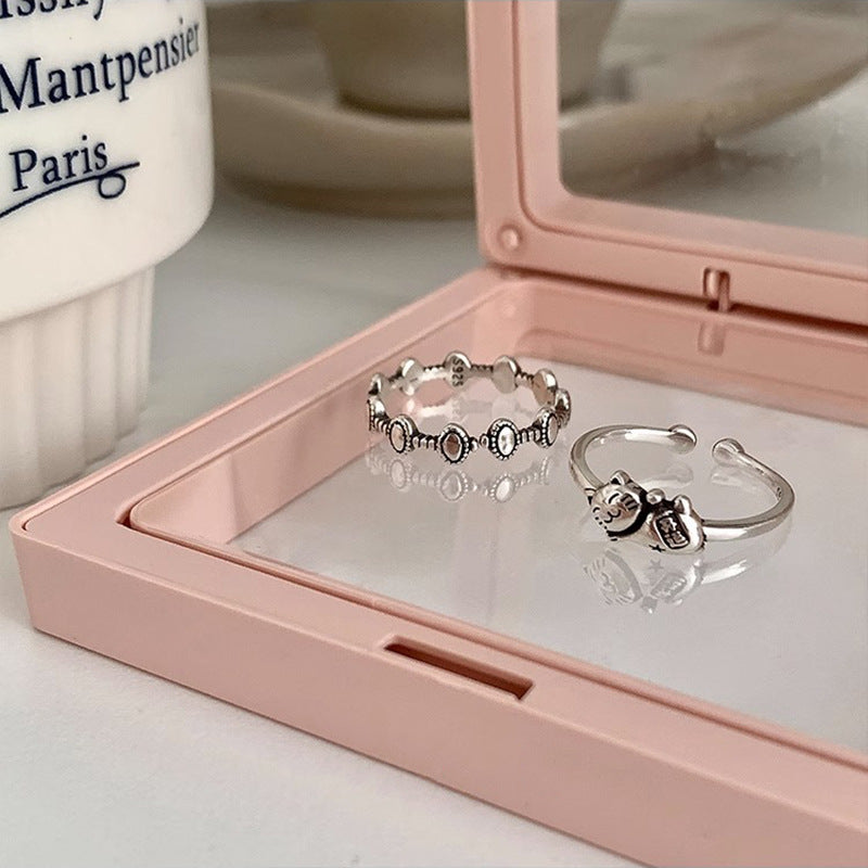 Lucky Cat Female Fashion Retro Minority Design Opening Rings