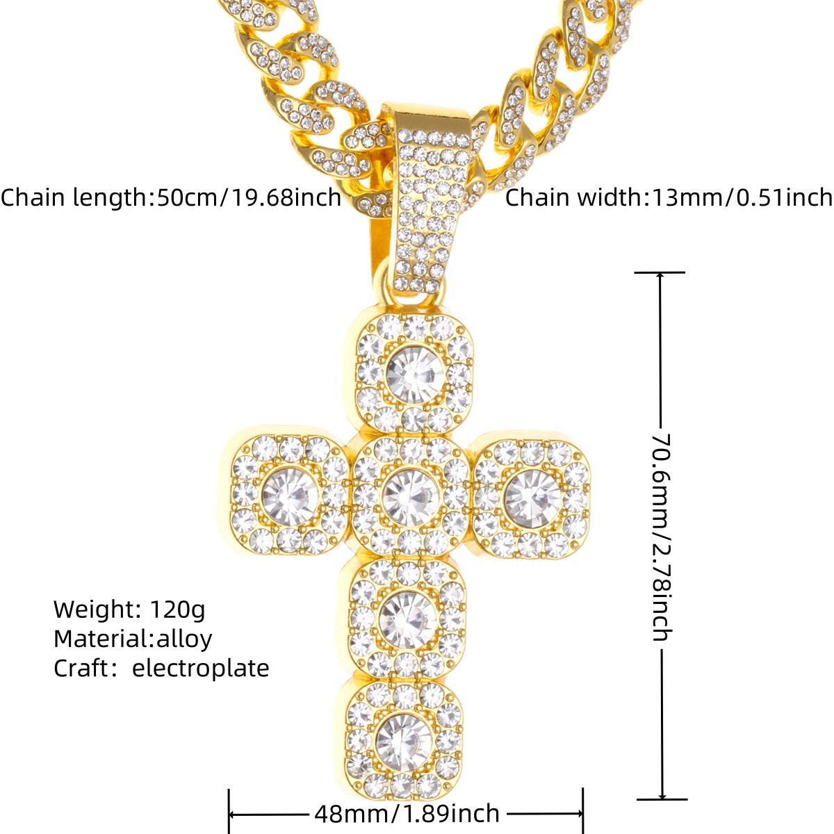 Hop Alloy Full Diamond Exaggerated Dripping Necklaces