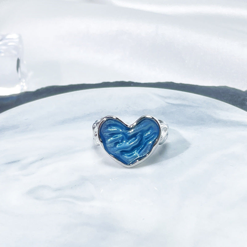 Female Niche Irregular Blue Series Simple Refined Stylish Versatile Rings