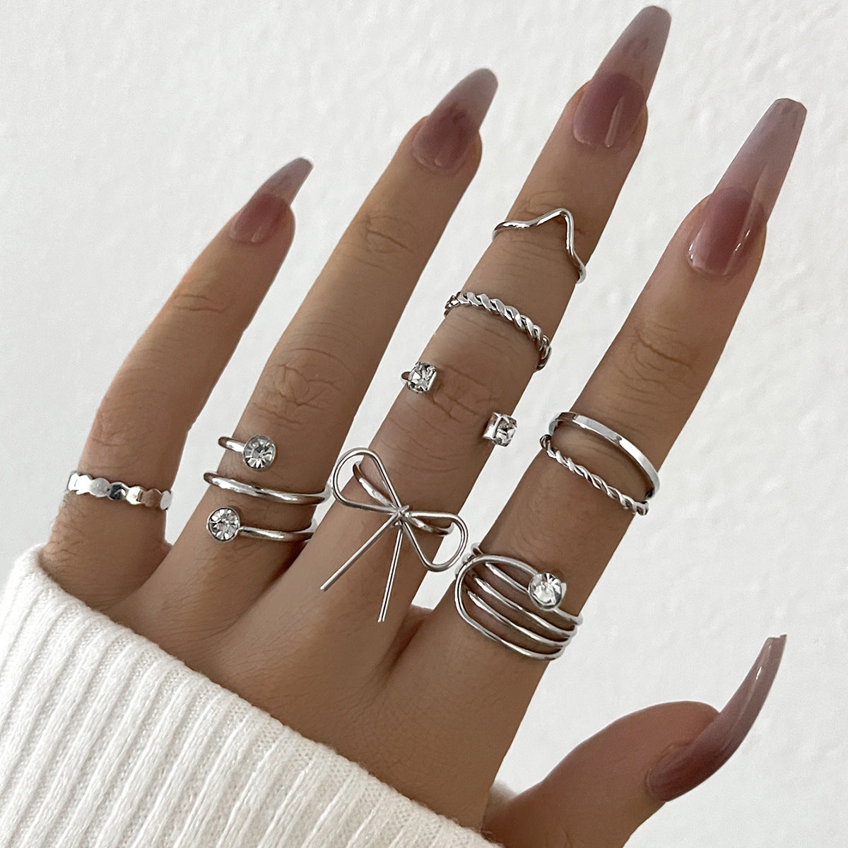 Hair Cold Wind Bow Twist V-shaped Open Rings