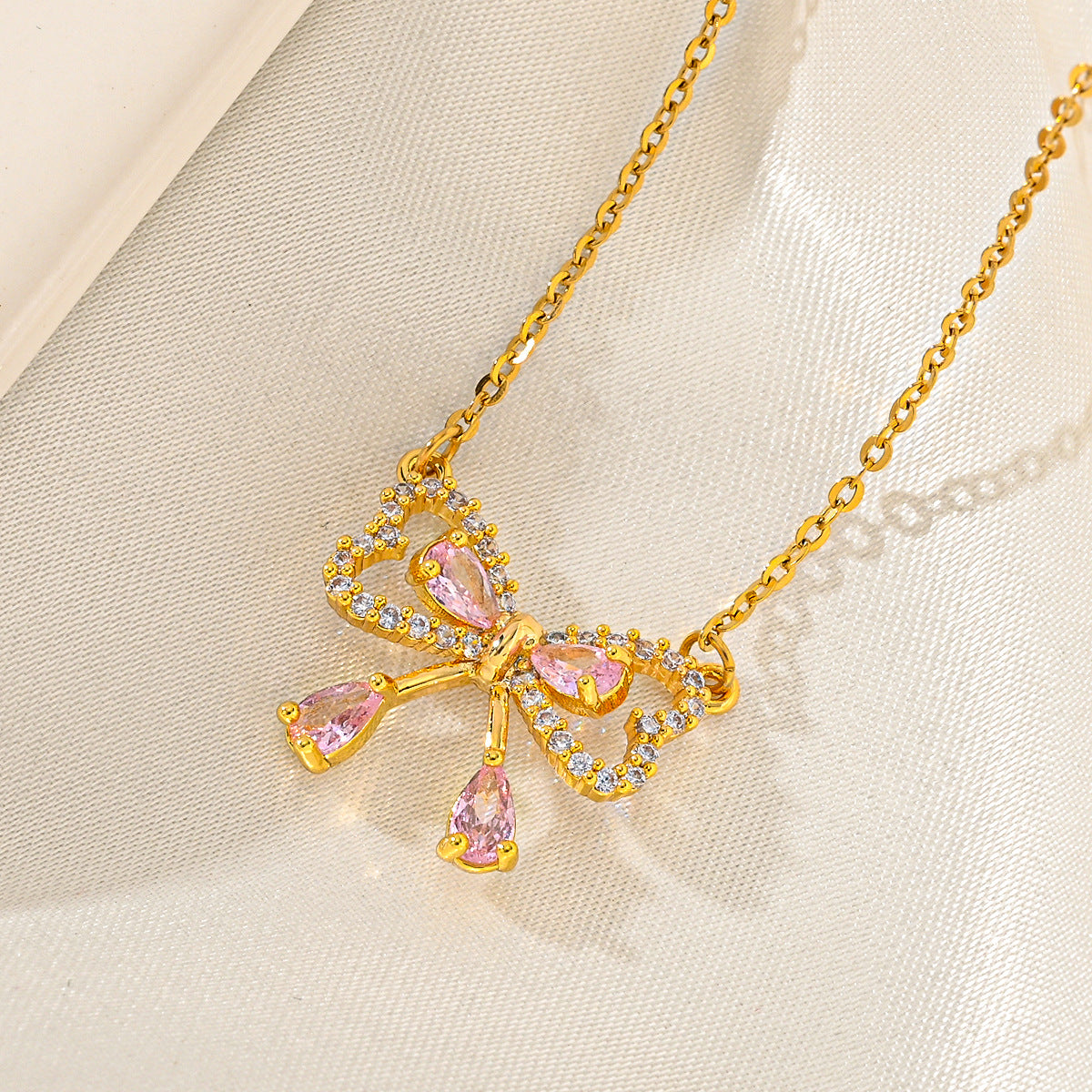 Women's Regular Chain Gang Drill Electroplated Bow Necklaces