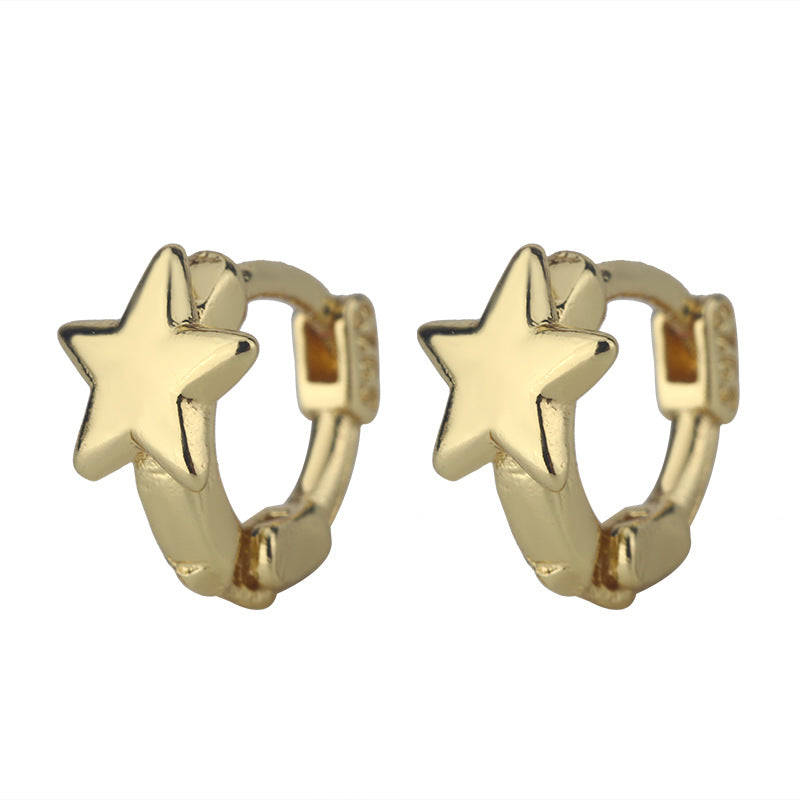 Women's Glossy Pentagram Ear Clip Geometric Stars Simple Wild Elegant Earrings