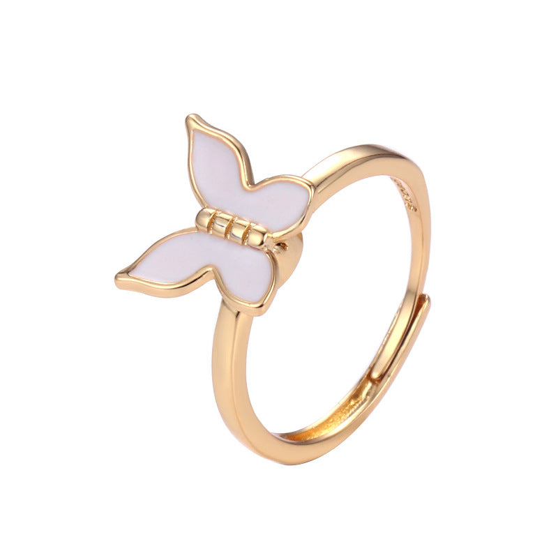 Women's Fashion Sweet Butterfly Spinning Simple Decompression Rings
