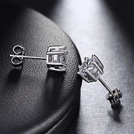 Women's & Men's Simple Sier Diamond Sterling Hip Hop Earrings