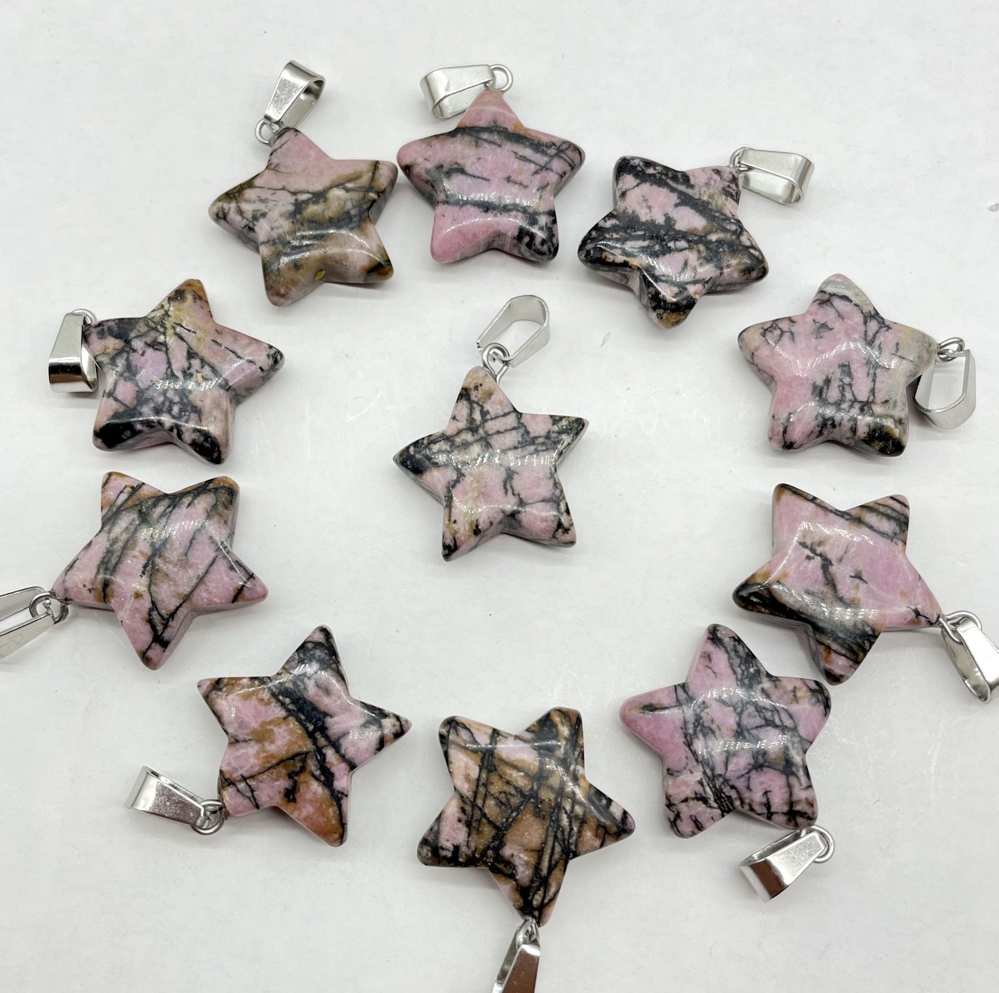Natural Stone Crystal Agate Five-pointed Star Pendants