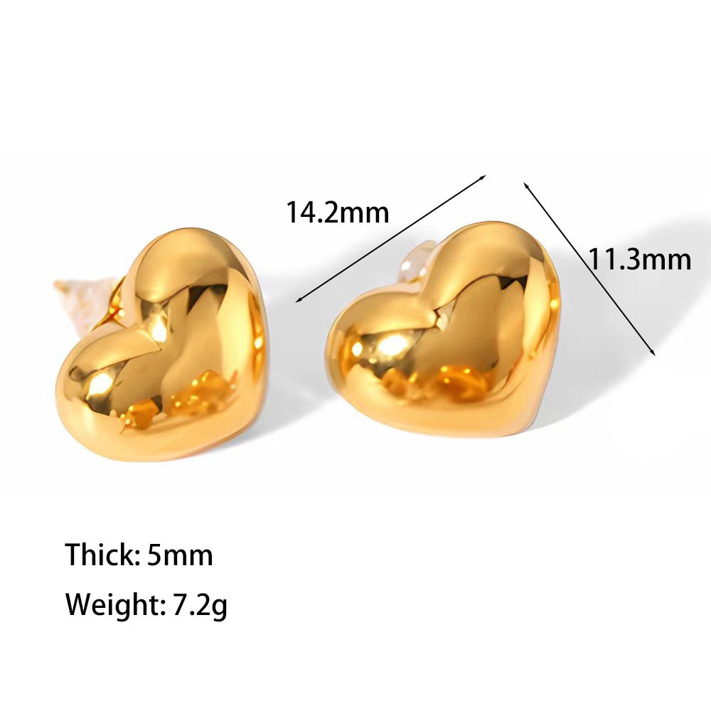 Gold Love Double Peach Heart Stainless Earrings