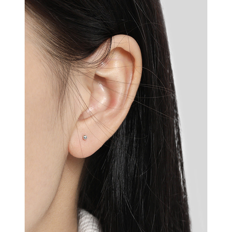 Women's & Men's Korean Style Sterling Sier Simple Glossy Earrings