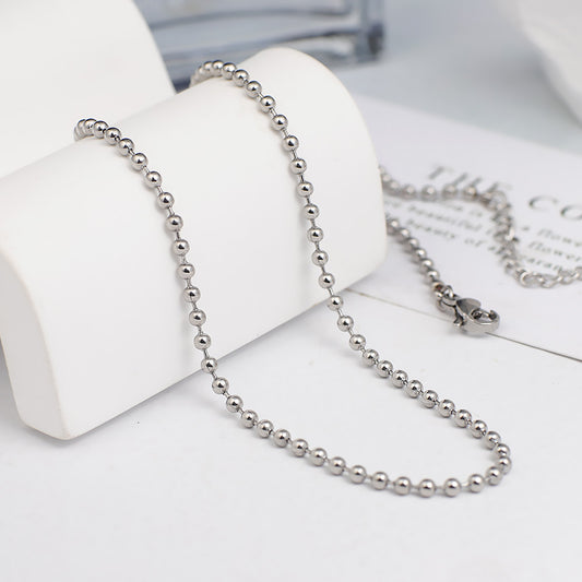 Women's & Men's Stainless Steel High-grade Ball Bead Chain Affordable Luxury Necklaces