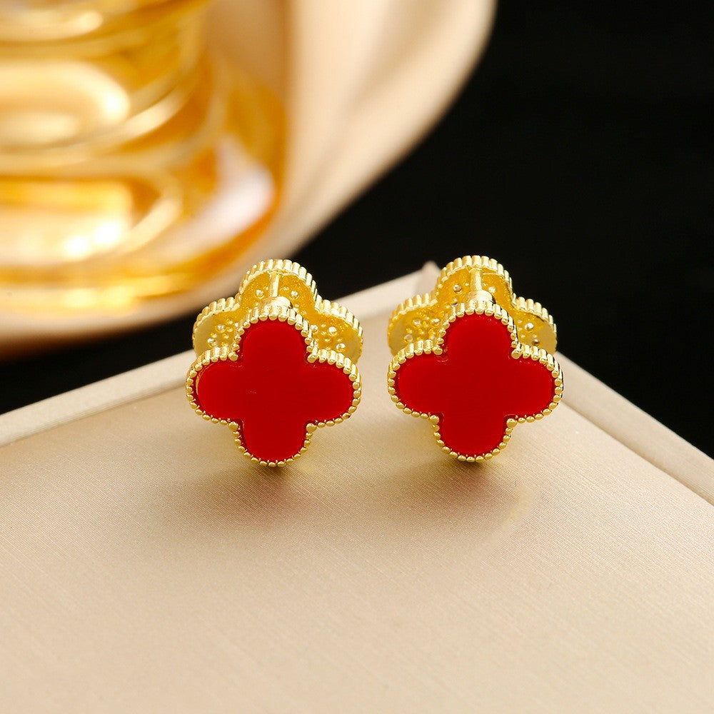 Sier Needle Clover Ear French High Sense Rings