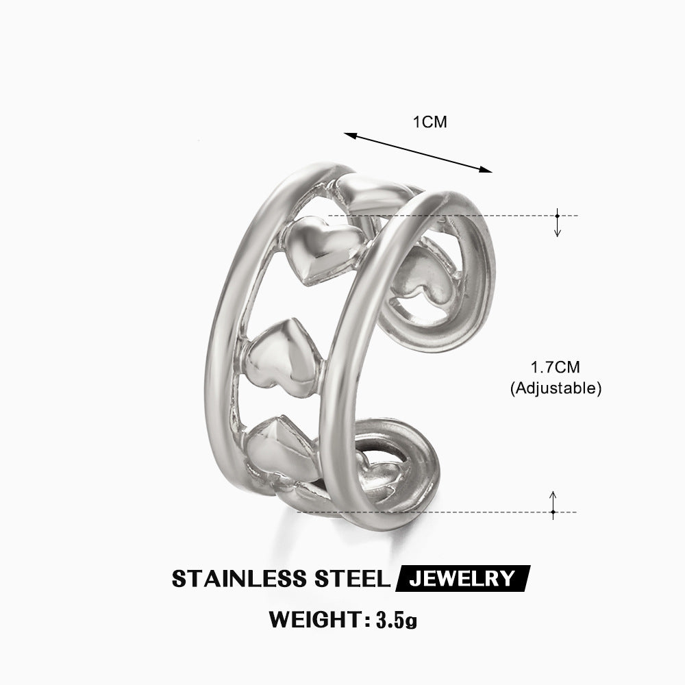 Popular Stainless Steel Bow Love Heart-shaped Rings
