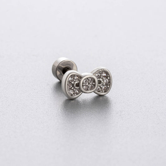 Henson Zircon Butterfly Ear Bone Bow Screw Earrings