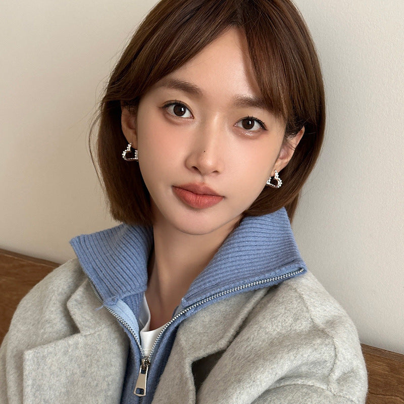 Women's Double Layers Loving Heart For Niche Temperament Irregular Retro Earrings