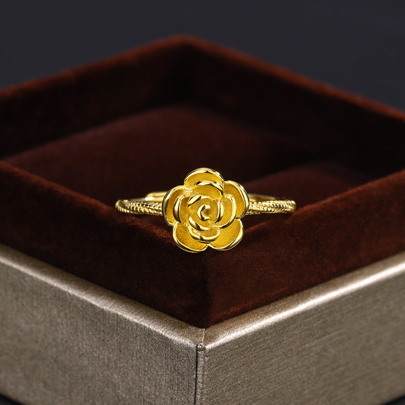 Sier Camellia Female True Love Rose Valentine's Day Rings