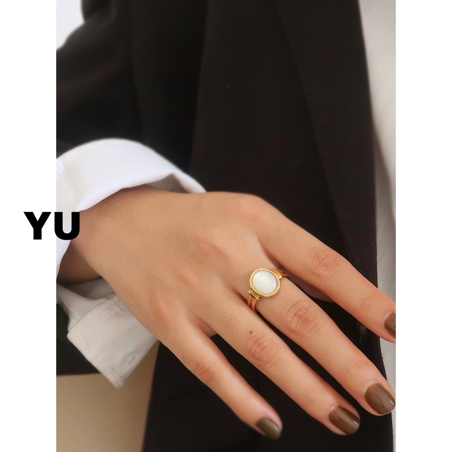 With Yu Ornament Fritillary Shell Female Oval Rings