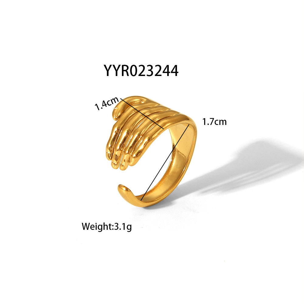 Personalized Golden Trendy Line High Profile Fashion Rings