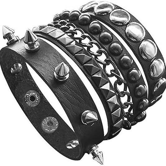 Wide Domineering Personalized Rivet Punk Street Bracelet